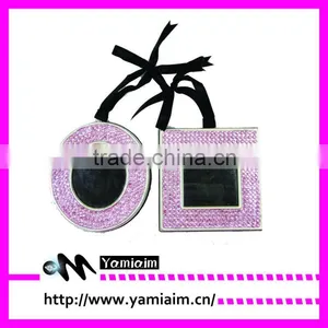 Bling Rhinestone Mirror With Keychain Pocket Mirror thumbnail-1
