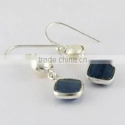Real Natural Stone Pearl_Kyanite 925 Sterling Silver Earring, Fresh Silver Jewelry, Gemstone Silver Jewelry thumbnail-4