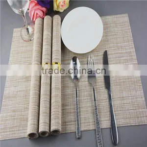 Table Decoration PVC Solid Color Disposable Flaxen Linen Table Placemat 45*30cm thumbnail-1