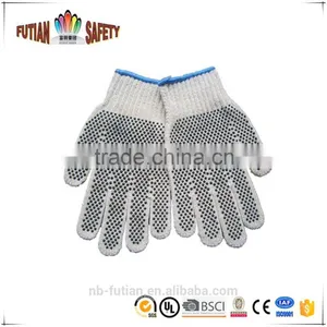 FT SAFETY 7G Poly-cotton Nature White String Knit Gloves With PVC Dots for Safety thumbnail-1