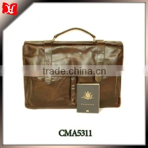 2014 Branded Men's Briefcase Brown Leather Briefcase Bag thumbnail-1