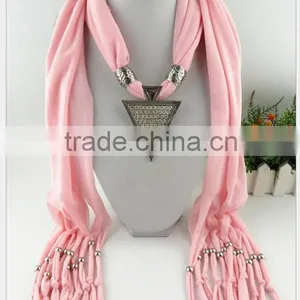 2015 Lovely New Arrival Hot Selling Ladies' Scarf Brand Big Cotton Lady Scarf Full Diamond Triangle Alloy Pendant Jewelry Scarf thumbnail-6