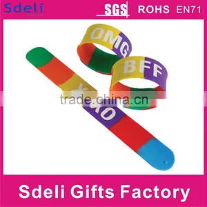 Cheap Custom Print Silicone Slap Wide Slap Bracelet thumbnail-1