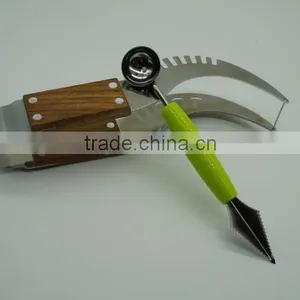 Watermelon Slicer Tongs and Double Melon Baller &carver - Top Rated Premium Stainless Steel Watermelon Corer, Cutter, Knife thumbnail-5