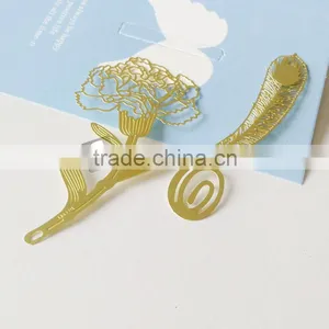 Shaped Metal Etching Brass Bookmarks With Hook thumbnail-1