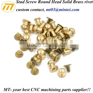 Precision CNC Turning Stud Screw Round Head Solid Brass Rivet thumbnail-1