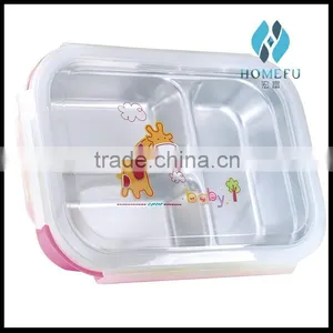 Stainless Steel Bento Lunch Box Containers With 3 Compartments for Children Made in China thumbnail-3