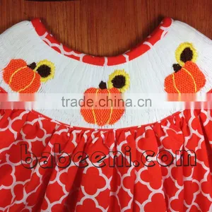 Lovely Sunflower and Pumpkin Hand Smocked Bishop Dress thumbnail-2