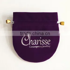 Custom Gift Pouch Velvet Bag With Drawstring for Jewelry With Beads and in Silver Logo thumbnail-1