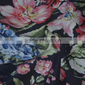Colorful Big Flower Cotton AOP All Over Print Stretch Satin Fabric thumbnail-1