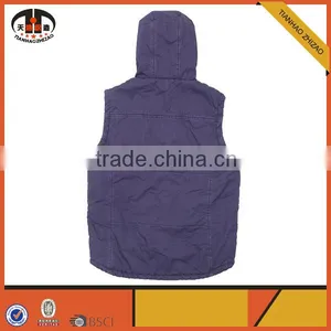 Fashionable Zipper Pockets Winter Man Vest Jacket With Hoodie thumbnail-2