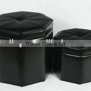 Modern Well Sale Round Leather Ottoman With One Button thumbnail-1