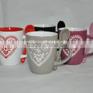 Stoneware Valentine Cup With Spoon thumbnail-1