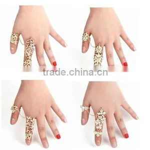 Adjustable Two Finger Ring Cuff Fine Zirconia Fashion Jewelry Womens Gift thumbnail-1