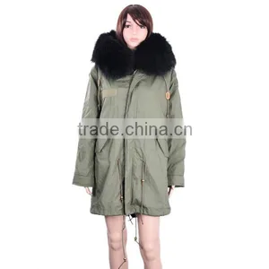 Women Fashion Long Fur Parka/ Raccoon Fur Parka/ Rex Rabbit Fur Lining Parka KZ160051 thumbnail-2