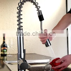Chrome Surface Pull up Brass Faucet Kitchen Sink Single Hole Faucet thumbnail-4
