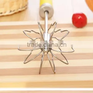 14"Stainless Steel Rotation Whisk Tool With Rubber Handle thumbnail-3