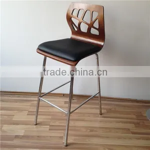 New Commercial Furniture General Use Bar Stool High Chair With Black PU Leather Upholstery thumbnail-1