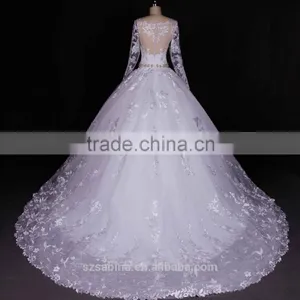 2016 Autumn Full Sleeve Lace Wedding Dress Bridal Dressed High Quality 2016 thumbnail-3
