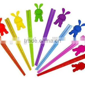Cute Plastic Chopsticks With Flexible Silicone Rabbit Connector Training Chopsticks For Kids and Adults thumbnail-1