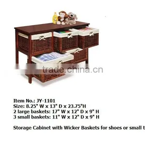 Cherry Wicker Shoe Basket Wiht Drawers thumbnail-1