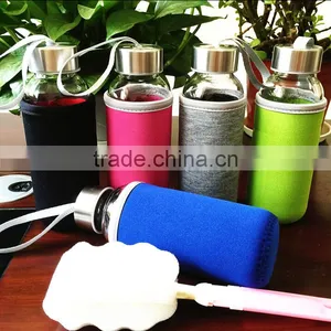 Haonai Sports Glass Water Bottle Custom Logo With Lids and Sleeves thumbnail-4