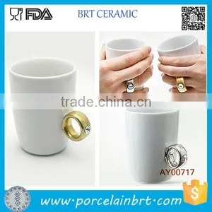 Diamond Ring Handle Shape Ceramic Souvenir Mug thumbnail-1