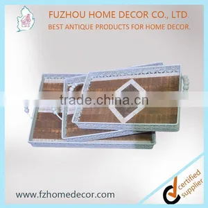 Custom White Metal Tray With Strip Wood Base in Cheap Price thumbnail-1
