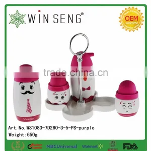 Porcelain Condiment Set Oil & Vinegar Bottle Salt & Pepper Shaker thumbnail-1