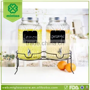 Double Glass Juice Dispenser With Metal Stand,dispenser With Black Board thumbnail-1