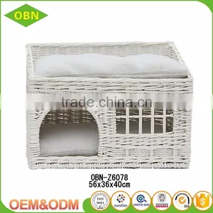 China Hot Sale Exquisite Modern Design Indoor Woven Wicker Pet Cat and Dog House Basket thumbnail-3