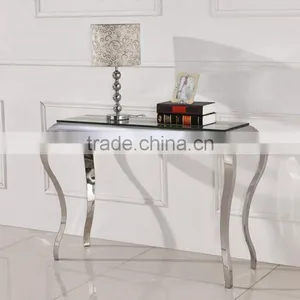 C8067 Mirrored Console Table With Glass Top thumbnail-1