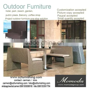 9163 Modern Style Outdoor Rattan Wicker Tables Chairs Outdoor Highback Sofa Restaurant Coffee Shop Dining Set thumbnail-1