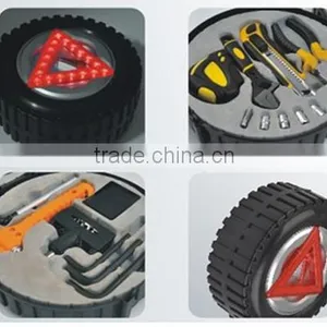 16 Pcs Tire Shape Tool Box ,tire Multi Tool Kit The Best Selling Products Tire Shape Auto Tool Kit With Emergency Triangle thumbnail-1