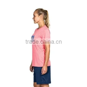 Basketball-Jersey-Design-2017 Women V Neck Short Sleeves Lightweight Soft Fabric 150g Cotton Spandex Basketball T-shirt thumbnail-5
