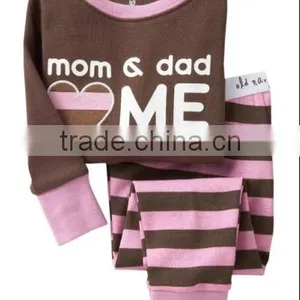 Children's Brown Mom and Dad Love me Printed Cotton Pajamas Suits Kids Nightgown thumbnail-1