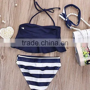 Vintage Black and White Stripe Baby Girl Swimsuit Bikini Bulk Buy From China thumbnail-2