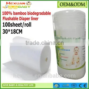 Baby Disposable Diaper Liner Biodegrable Flushable Wholesale Organic Bamboo thumbnail-1