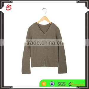 Customed Olive Green Shinny Long Sleeve Buttons Closured Cashmere Cardigan for Little Girls thumbnail-1