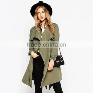 Autumn Fashion Leisure, Big Lapel, no Buckle Lace, Slim, Long Windbreaker, Coat, Women's Students thumbnail-1