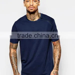 Guangzhou Shandao New Arrival 180g 100% Cotton With Shoulder Side Zipper Short Sleeve O-Neck Wholesale Blank T Shirts thumbnail-2