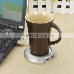 New Arrival Wired Muti-function Tea Coffee Cup Mug Warmer Heater Office Pad With 4 Port Hub USB Gadget For PC For Mac thumbnail-1