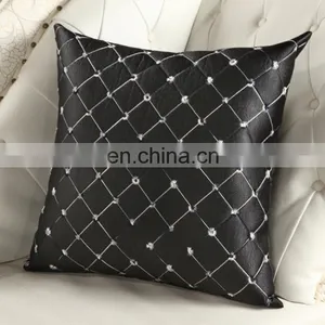 Home Embroidered Grid Pillow Boster Case Sofa Cushion Cover thumbnail-2