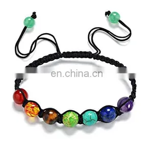 7 Chakra Natural Stone Yoga Bracelet Handmade Braided Rope Healing Beads Bracelet thumbnail-3