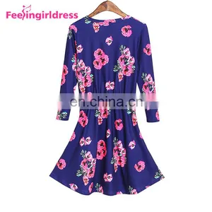 Wholesale Elegant Soft Printing Office Plus Size Long Sleeve Women Long Dress thumbnail-2