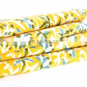 Indian New Floral Fabric Wholesaler Hand Block Printed Designer Sanganeri Cotton Running thumbnail-1