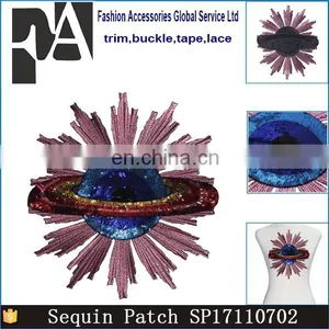 Fancy Large Iron On Applique Beaded Sequin Globe Embroidery Patches For Clothing thumbnail-1