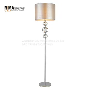 Fancy Decorative Fabric Classic Chrome Steel Stainless Hotel Floor Lamp Modern For Living Room thumbnail-3
