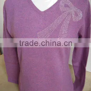 100% Yak V-neck Women Sweater thumbnail-1