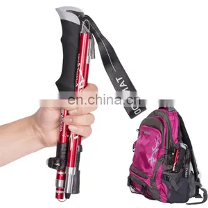 Aluminum Alloy Folding Stick Ultra Light Mountaineering Cane Telescopic Trekking Poles Walking Stand Climbing Camping Cane thumbnail-1